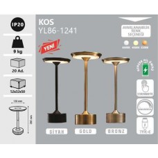 KOS ŞARJLI MASA LAMBASI 3 RENK-SİYAH